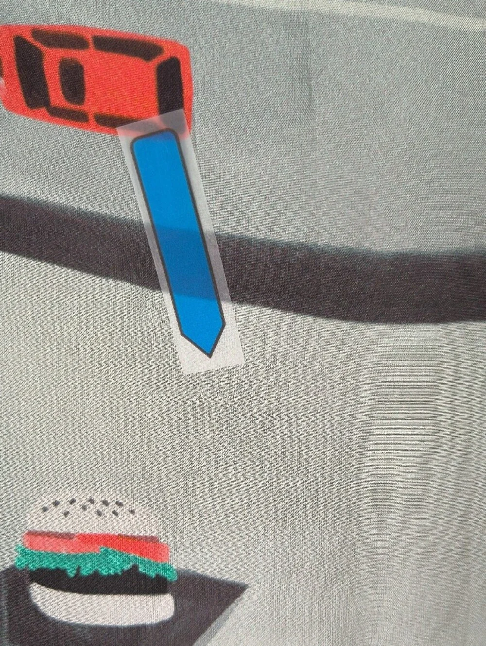 Emily Ross Los Angeles Graphic Square Scarf in Teal & Gray Silk